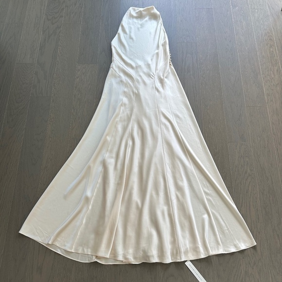 Reformation ROY Satin Wedding Dress Halter Gown - Fior Di Latte - with tags - 6 - Picture 2 of 14